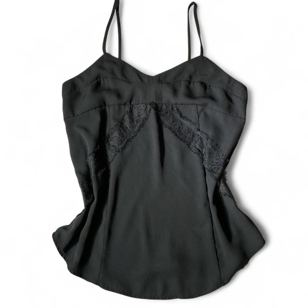 Mossimo Babydoll Black Lace Trim Cami Tank Top Women's Grunge Gothic